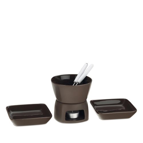  Kela 16656 Schokoladenfondue-Set, 6tlg., Keramik, 2 Personen, 350 ml, Pablo, Braun