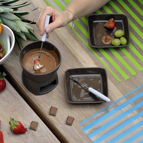  Kela 16656 Schokoladenfondue-Set, 6tlg., Keramik, 2 Personen, 350 ml, Pablo, Braun