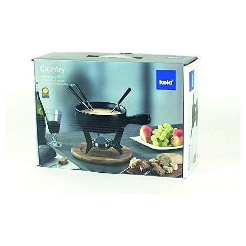  Kela kela Kasefondue-Set Country Keramik schwarz 21cm 22cmØ, 22x22x21 cm