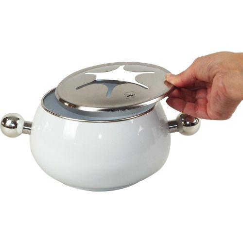  Kela Keck & Lang GmbH 16635 Fondue-Set, Fleischfondue, 11-teilig, Fuer 6 Personen, Emaille, 0,8 l Fuellmenge, Siena, Weiss