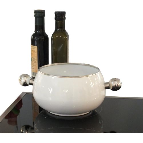  Kela Keck & Lang GmbH 16635 Fondue-Set, Fleischfondue, 11-teilig, Fuer 6 Personen, Emaille, 0,8 l Fuellmenge, Siena, Weiss