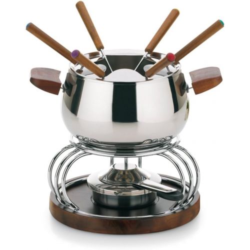  Kela 466406 Fondue-Set, Fleischfondue, 11-teilig, Fuer 6 Personen, Edelstahl/ Akazienholz, 1 l, Armata