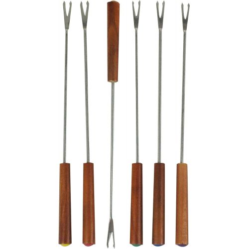  Kela 466406 Fondue-Set, Fleischfondue, 11-teilig, Fuer 6 Personen, Edelstahl/ Akazienholz, 1 l, Armata