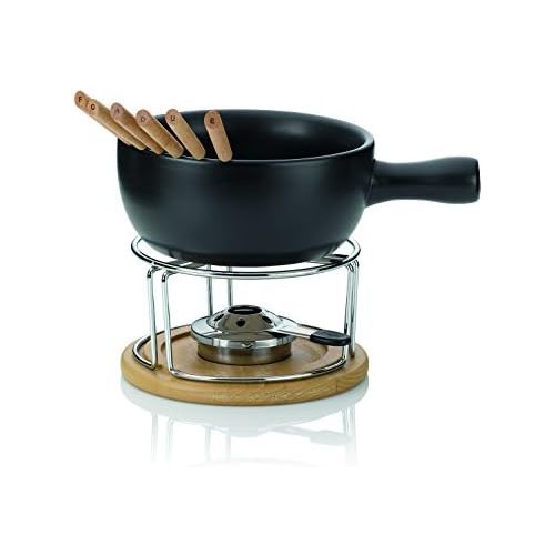  Kela 361306 Kasefondue-Set, Natuerliches Design, 10-teilig, Feuerfeste Keramik, Kasefondue-Set Natura, 1 L