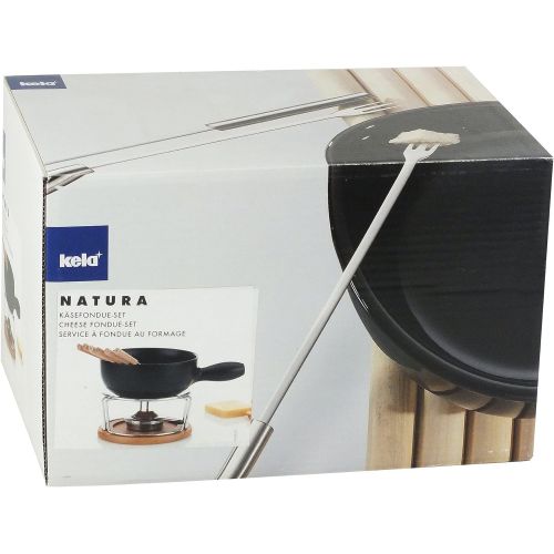  Kela 361306 Kasefondue-Set, Natuerliches Design, 10-teilig, Feuerfeste Keramik, Kasefondue-Set Natura, 1 L