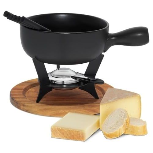  kela Kasefondue-Set Country Keramik schwarz 21cm 22cmØ, 22x22x21 cm