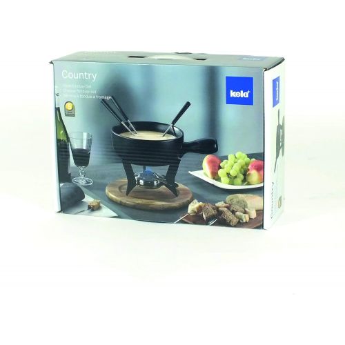  kela Kasefondue-Set Country Keramik schwarz 21cm 22cmØ, 22x22x21 cm