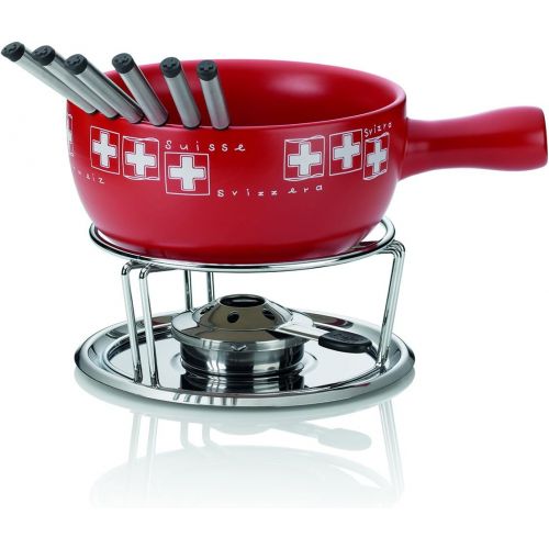  Kela 61303 Kasefondue-Set, Motiv Schweizer Flagge, 10-teilig, Feuerfeste Keramik, 2 L, Bern