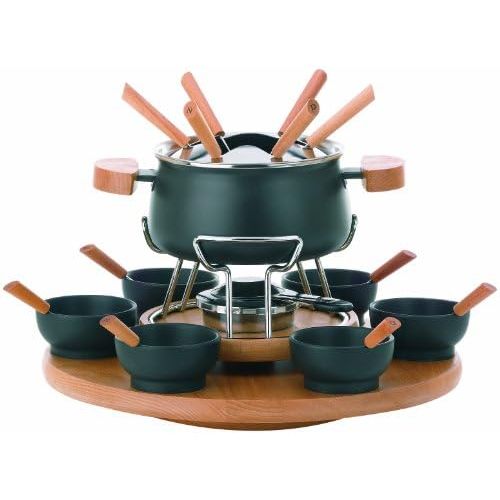  Kela 61201 Drehbares Fonduekarussell-Set, Fleischfondue, 23-teilig, Fuer 6 Personen, 2,0 l, Natura