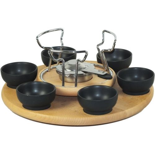  Kela 61201 Drehbares Fonduekarussell-Set, Fleischfondue, 23-teilig, Fuer 6 Personen, 2,0 l, Natura