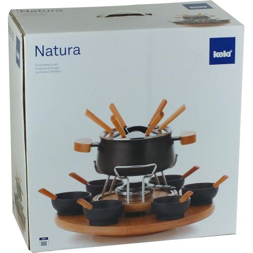  Kela 61201 Drehbares Fonduekarussell-Set, Fleischfondue, 23-teilig, Fuer 6 Personen, 2,0 l, Natura