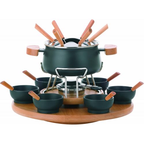  Kela 61201 Drehbares Fonduekarussell-Set, Fleischfondue, 23-teilig, Fuer 6 Personen, 2,0 l, Natura