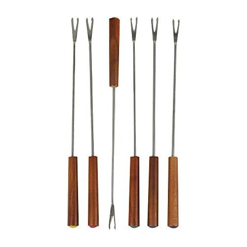  Kela 466406 Fondue-Set, Fleischfondue, 11-teilig, Fuer 6 Personen, Edelstahl/ Akazienholz, 1 l, Armata