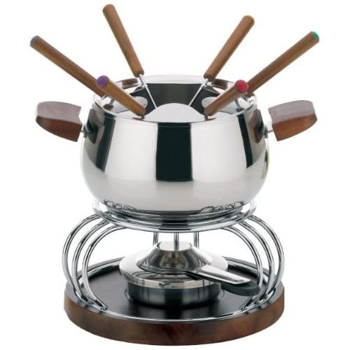  Kela 466406 Fondue-Set, Fleischfondue, 11-teilig, Fuer 6 Personen, Edelstahl/ Akazienholz, 1 l, Armata