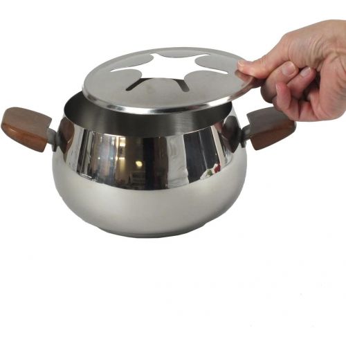  Kela 466406 Fondue-Set, Fleischfondue, 11-teilig, Fuer 6 Personen, Edelstahl/ Akazienholz, 1 l, Armata