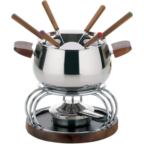  Kela 466406 Fondue-Set, Fleischfondue, 11-teilig, Fuer 6 Personen, Edelstahl/ Akazienholz, 1 l, Armata