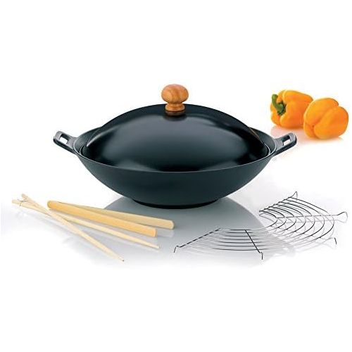  Kela 77943 Wok-Set mit Deckel, Induktionsgeeigent, 36 cm Durchmesser, Wok-Set Asia