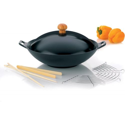  Kela 77943 Wok-Set mit Deckel, Induktionsgeeigent, 36 cm Durchmesser, Wok-Set Asia