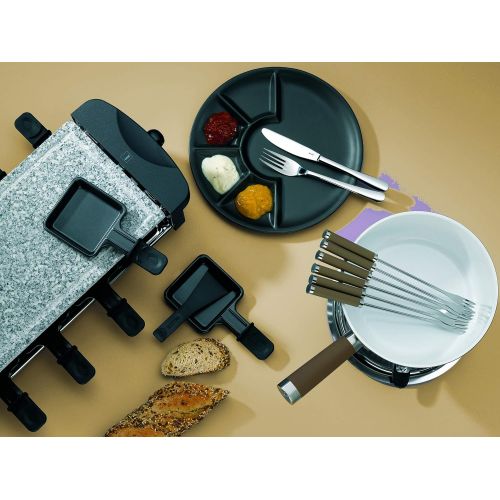  [아마존베스트]Kela Cheese Fondue Set, 10Pieces, Cast Aluminium with Ceramic Coating Suitable for Induction, 1Litre, Lancy Grey