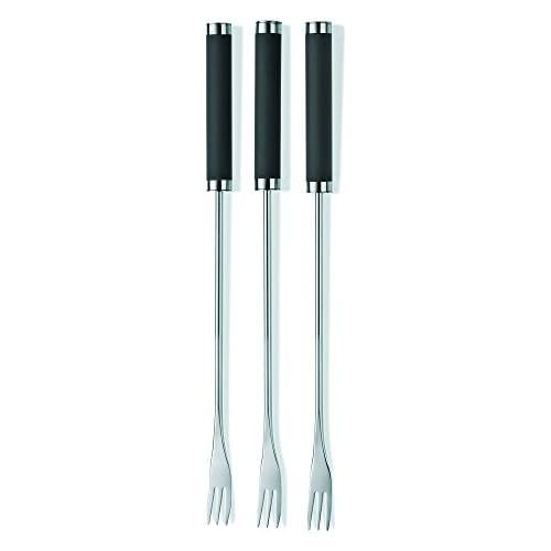  [아마존베스트]Kela Gourmet Cheese Fondue Forks, Set of 6-Stainless Steel/Silicone, Montana Numbering, 24.5cm Grey