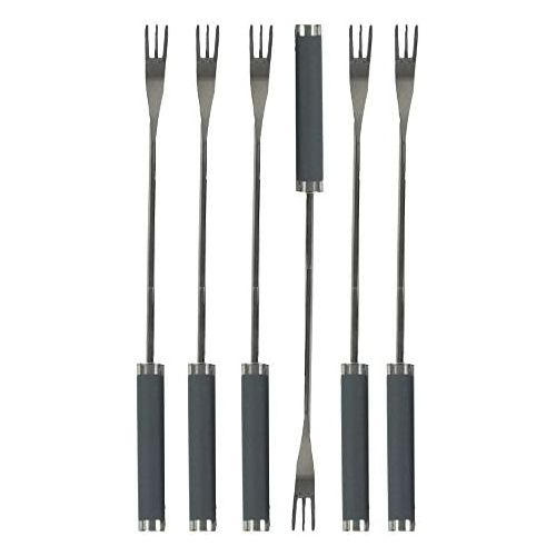  [아마존베스트]Kela Gourmet Cheese Fondue Forks, Set of 6-Stainless Steel/Silicone, Montana Numbering, 24.5cm Grey