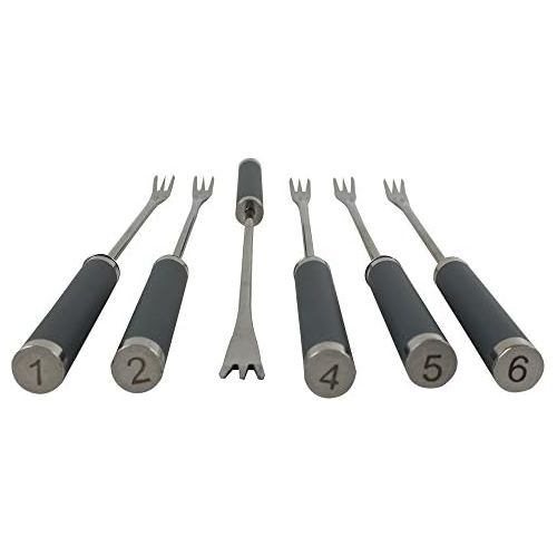  [아마존베스트]Kela Gourmet Cheese Fondue Forks, Set of 6-Stainless Steel/Silicone, Montana Numbering, 24.5cm Grey