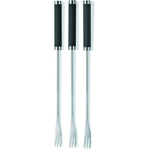  [아마존베스트]Kela Gourmet Cheese Fondue Forks, Set of 6-Stainless Steel/Silicone, Montana Numbering, 24.5cm Grey
