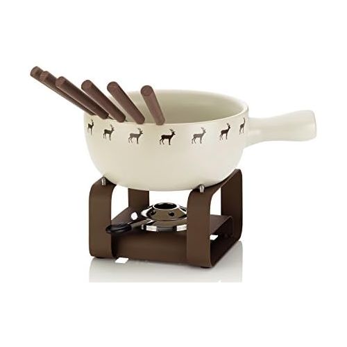  [아마존베스트]Kela Henrik 16662 Fire ant Ceramic Cheese Fondue Set Cream 9-Piece Set