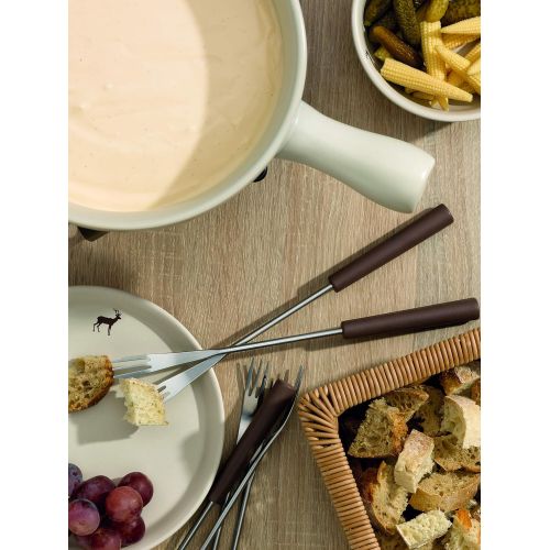  [아마존베스트]Kela Henrik 16662 Fire ant Ceramic Cheese Fondue Set Cream 9-Piece Set