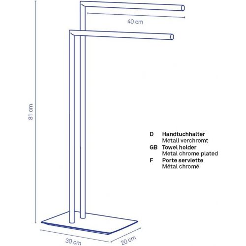  Kela Style Collection Towel Holder, 81 X 40 X 30 cm, Metal Chrome