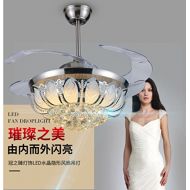 Kele dreamer Silver Fan Lamp Chandelier LED Crystal Ceiling Light Lighting Remote Control 42 in (110V)