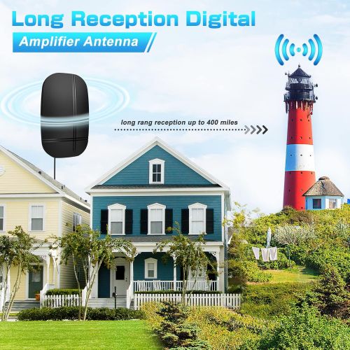  KelejakaMT 2022 Latest Amplified Digital TV Antenna, Indoor/Outdoor Antenna for All Old Smart HDTVs-Supports 4K 1080P All TV HD Local Channels 400 Mile Range 360° Reception/35FT Coaxial Cable