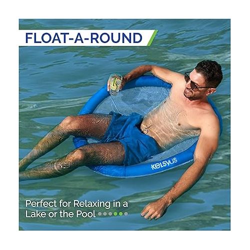  Kelsyus Premium Float-A-Round Portable Hammock Chair with Fast Inflation, Inflatable Fabric-Covered Lake & Pool Float for Adults, Amazon Exclusive