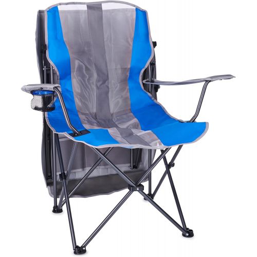 스윔웨이즈 SwimWays Kelsyus Original Foldable Canopy Chair for Camping, Tailgates, and Outdoor Events, Grey/Blue , 37L x 24W x 58H