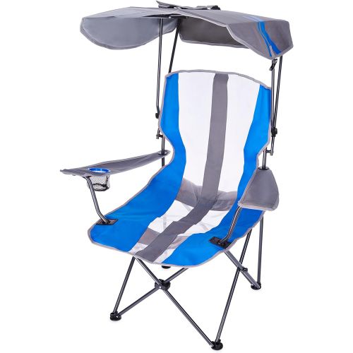 스윔웨이즈 SwimWays Kelsyus Original Foldable Canopy Chair for Camping, Tailgates, and Outdoor Events, Grey/Blue , 37L x 24W x 58H