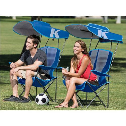 스윔웨이즈 SwimWays Kelsyus Original Foldable Canopy Chair for Camping, Tailgates, and Outdoor Events, Grey/Blue , 37L x 24W x 58H
