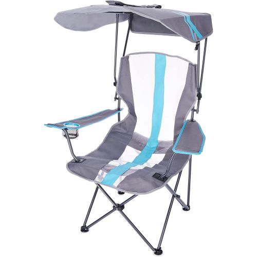  Kelsyus 6061690 Original Foldable Canopy Chair for Camping, Tailgates, and Outdoor Events, 37 x 24 x 58, Grey/Light Blue