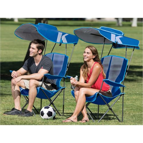  Kelsyus 6061690 Original Foldable Canopy Chair for Camping, Tailgates, and Outdoor Events, 37 x 24 x 58, Grey/Light Blue