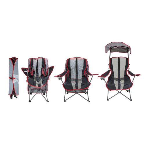  Kelsyus Premium Canopy Foldable Outdoor Lawn Chair with Cup Holder, Red (4 Pack)