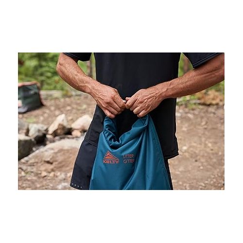  Kelty Litter G’tter Reusable Heavy Duty Garbage Bag and Carry Sack for Firewood, Cans, and Campsite Trash - Puncture + Water Resistant Fabric, Roll Top, 30L Capacity (Deep Teal)