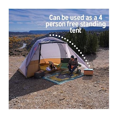  Kelty Caboose 4P Tent and Vehicle Awning Shelter, Universal Attachment for Vans, Trucks, SUVs, Standing Height Door, Massive Vestibule, Fully Freestanding, Designed in Sunny Colorado (2023)