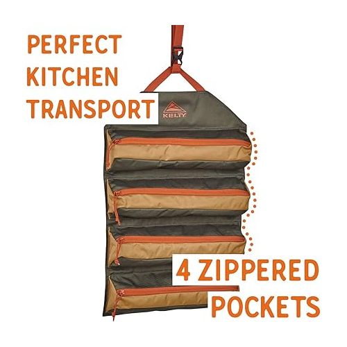  Kelty Chef Roll - Kitchen Basics Organization Kit for Cooking Tools, Knives, Deep Zippered Pockets, Rollup Storage