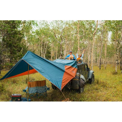  Kelty Waypoint Tarp, Reflecting Pond/Gingerbread, Semi Universal Vehicle Mounting System, Enhanced Protection from The Elements, Single Pole Design, Shark Mouth Carry Bag for Easy