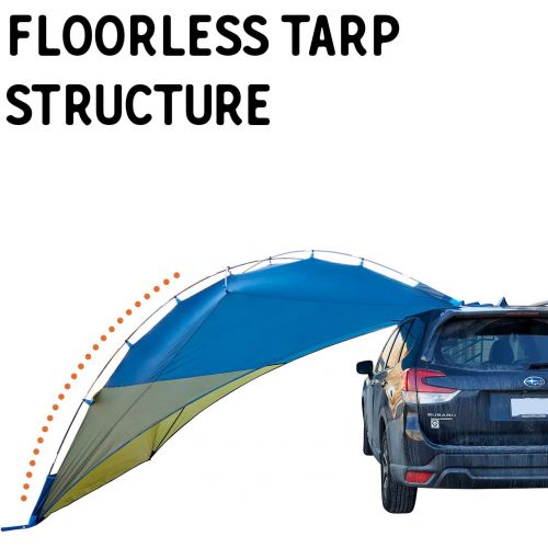  Kelty Sideroads Awning Shelter for Car Camping, Tailgating, and Summer Beach Trips, Protection from Elements and UV, Universal Mount, Sturdy Steel Frame, Easy Setup