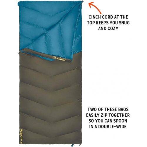  Kelty Galactic 30 Degree Down Sleeping Bag, Packed with Lightweight 550 Fill Down, Anti-snag Zipper, Cinch Cord & More for Men and Women
