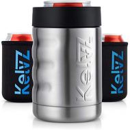 [아마존베스트]KelvZ Finger Grip Insulated Can Cooler + 2 Can Coolies | 18/8 Stainless Steel Beer Holder Fits 12 oz Cans & Bottles | Insulated Can Holder | Beer Can Insulator | Beer Bottle Insula