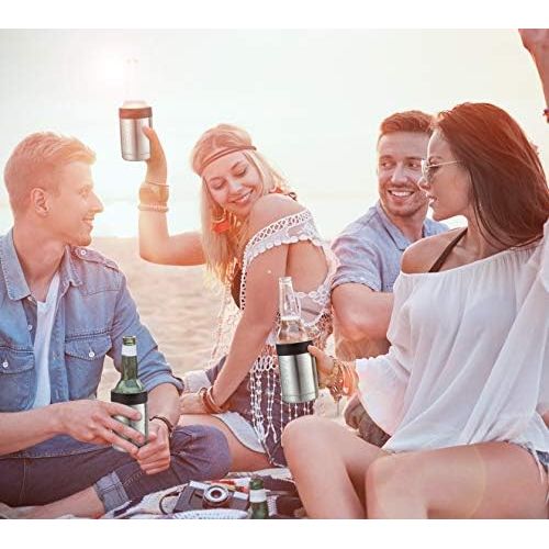 [아마존베스트]KelvZ Finger Grip Insulated Can Cooler + 2 Can Coolies | 18/8 Stainless Steel Beer Holder Fits 12 oz Cans & Bottles | Insulated Can Holder | Beer Can Insulator | Beer Bottle Insula
