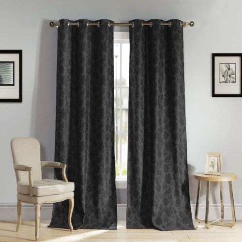  KELVIN - Aeryn Floral Blackout Darkening Window Curtain Set of 2 Panels, 54 x 84, Beige