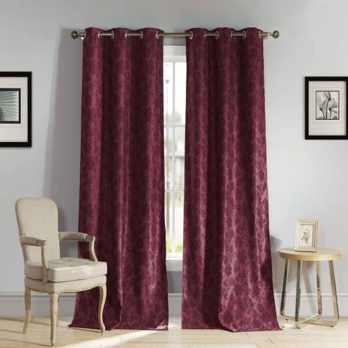  KELVIN - Aeryn Floral Blackout Darkening Window Curtain Set of 2 Panels, 54 x 84, Beige