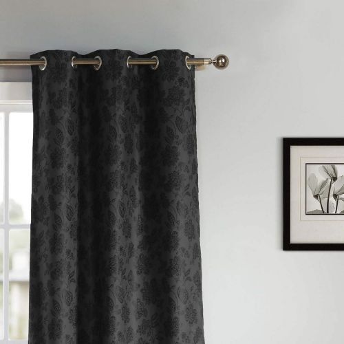  KELVIN - Aeryn Floral Blackout Darkening Window Curtain Set of 2 Panels, 54 x 84, Beige